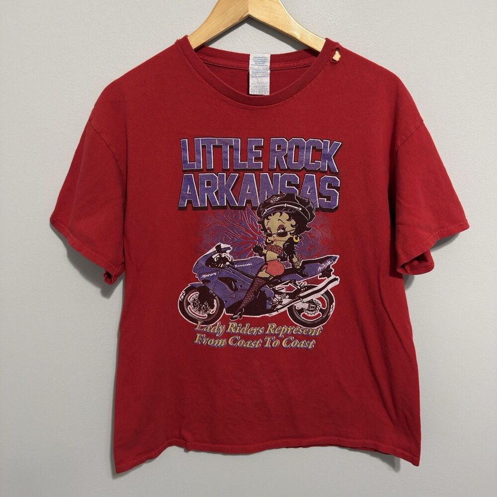Vintage Y2K Betty Boop Biker T-Shirt Red Size L Distressed